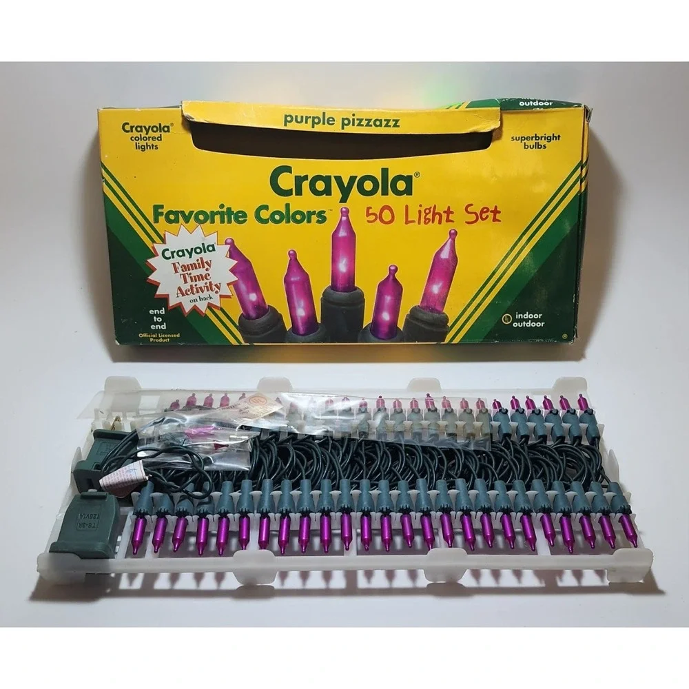 Crayola Purple Pizzazz 50 Light Set Favorite Colors Halloween Christmas NOS